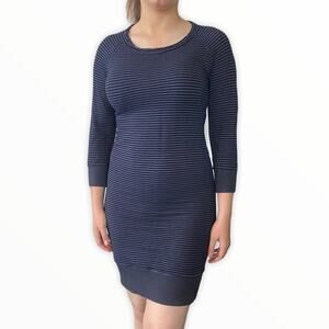 Sundry Women's Size Small Navy Striped French Terry Sweatshirt Dress